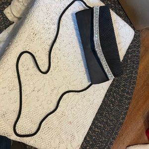 Jewelled Black Evening Clutch Purse with Shoulder Strap